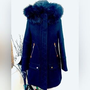 J. Crew Double Cloth faux Fur Hooded Chateau Parker Coat